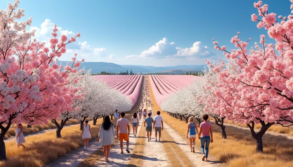 découvrez comment la floraison spectaculaire des pêchers en grèce attire chaque année des milliers de visiteurs, y compris des touristes venant d'allemagne, pour admirer ce magnifique spectacle naturel.