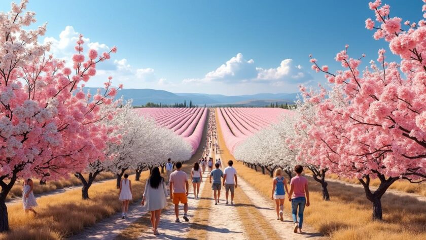 découvrez comment la floraison spectaculaire des pêchers en grèce attire chaque année des milliers de visiteurs, y compris des touristes venant d'allemagne, pour admirer ce magnifique spectacle naturel.