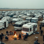 près d'une centaine de caravanes de gens du voyage investissent un aérodrome pour dénoncer leurs difficultés à exercer leur travail, mettant en lumière leurs revendications et conditions de vie.