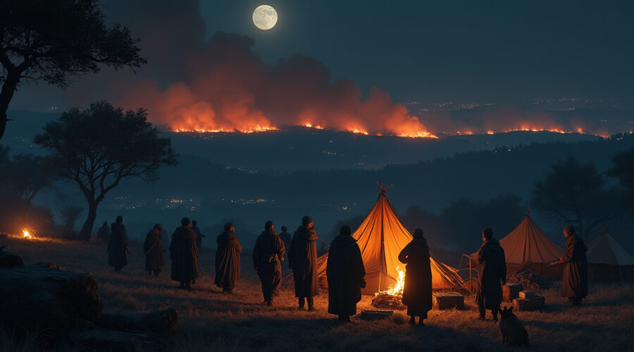 des gens du voyage s'installent clandestinement à marmande en pleine nuit pour fuir les incendies de forêt, provoquant une situation délicate pour les autorités locales.