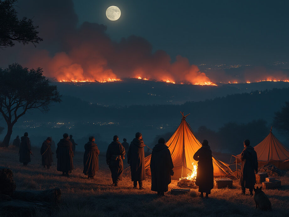 des gens du voyage s'installent clandestinement à marmande en pleine nuit pour fuir les incendies de forêt, provoquant une situation délicate pour les autorités locales.
