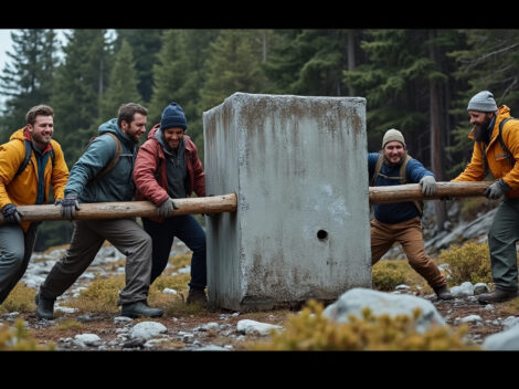 découvrez comment des voyageurs ont déplacé un bloc de béton de deux tonnes pour aménager leur campement, alliant force et ingéniosité dans un défi impressionnant.