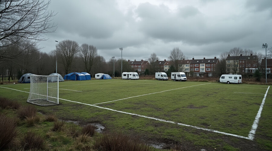 découvrez la situation préoccupante liée à l'installation non autorisée de gens du voyage sur l'ancien terrain de football de la commune, ses impacts et les réactions locales.