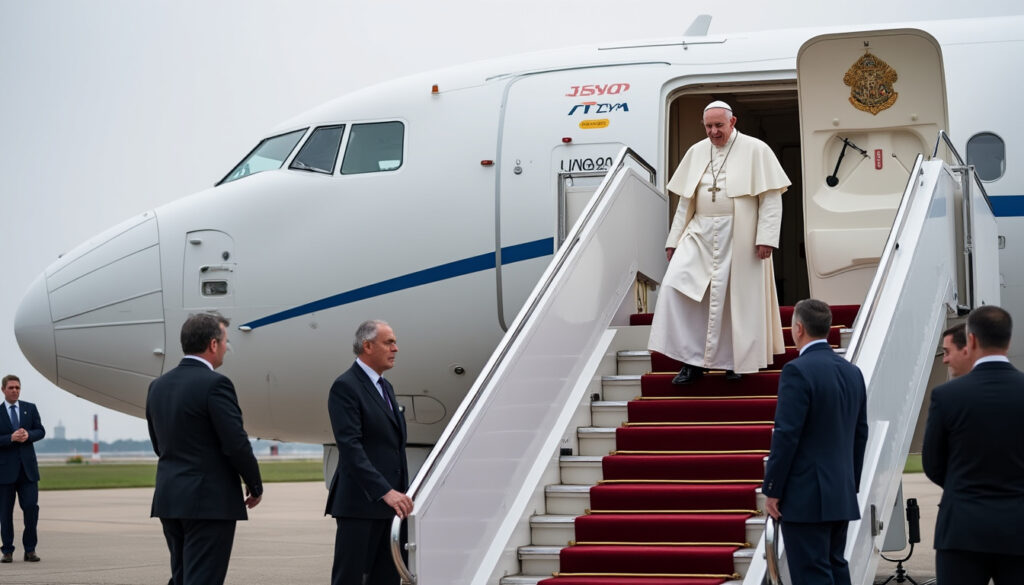 le pape léon xiv arrive en france pour sa première visite, un déplacement très attendu qui suscite l’intérêt des fidèles et du public.